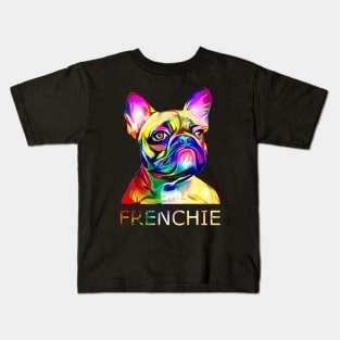 French bulldog, colorful face frenchie dog Kids T-Shirt